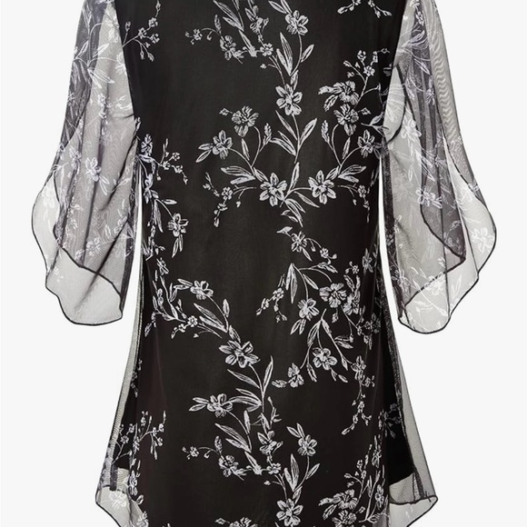 Womens Ruffle 3/4 Sleeve Mesh Blouses Loose Flowy Tops Stretchy - Picture 10 of 12